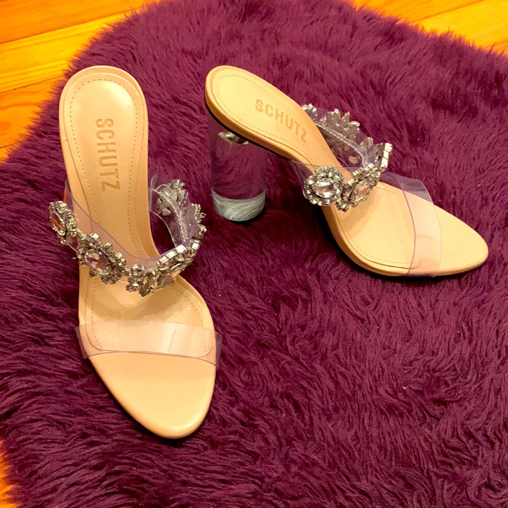 SCHUTZ Blush Pink Embellished Heeled Sandals